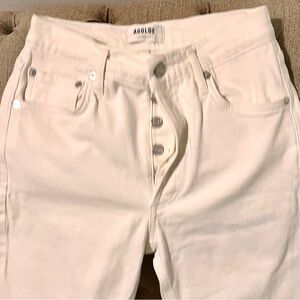 Agolde off white button fly jeans